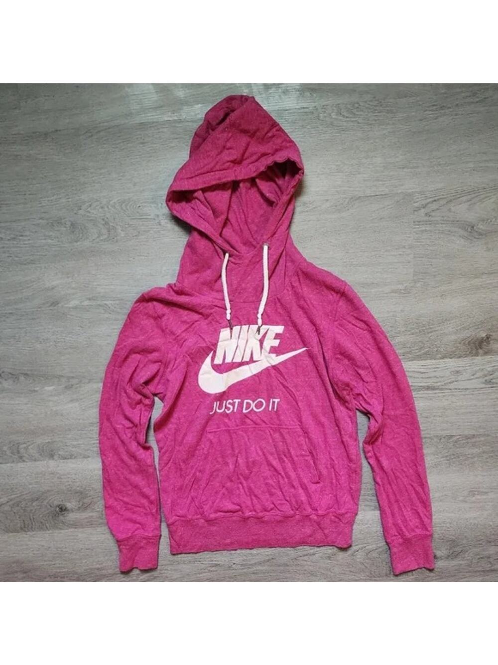 Nike Women's Pink Pullover Long Sleeve Logo Graphic Hooded Sweatshirt Small S